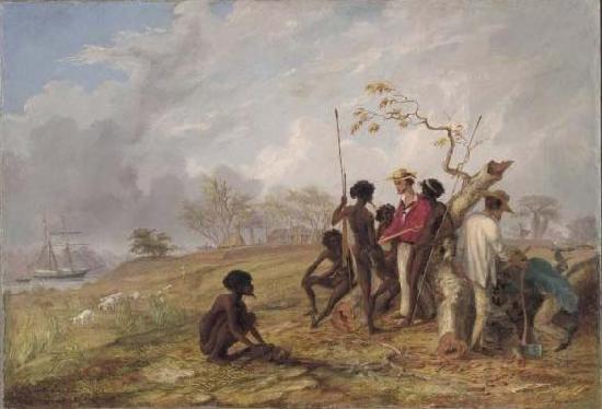 Thomas Baines Aborigines near the mouth of the Victoria River oil painting image